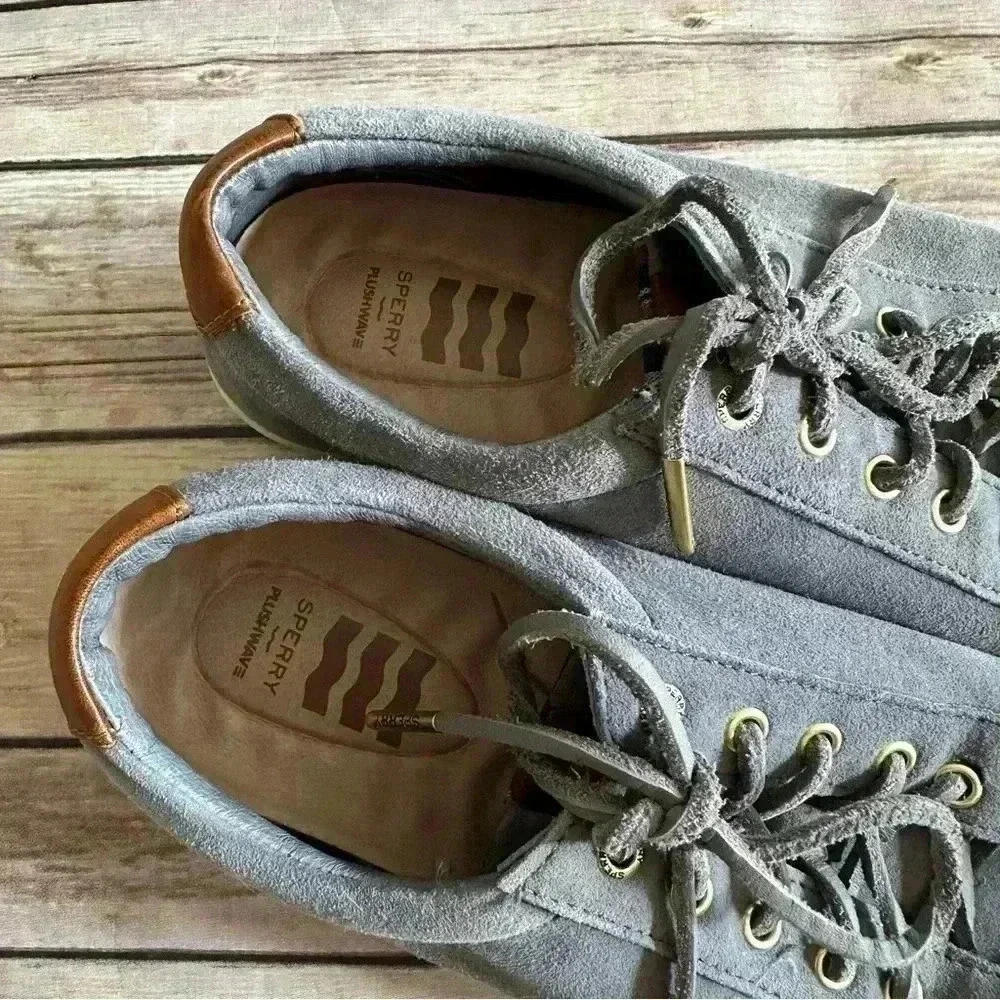 Sperry Women’s Vulcanized Anchor Plushwave Suede Gray Shoes Sz 8.5
